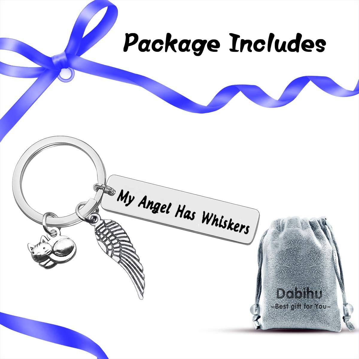 Dabihu Pet Memorial Gift Loss of Cat Keychain Sympathy Jewelry Has Whiskers Keyring In Memory of Cats Pet Sympathy Gift for Cat Lover Family Friends Remembrance Gifts