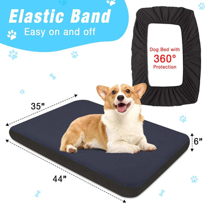 Dog Bed Covers Replacement Washable 100% Waterproof Dog Bed Sheets, Soft & Noiseless Pet Bed Cover, 2 Pack, 44" x 35" Blue