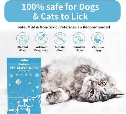 Pet Wipes for Dogs & Cats - Coconut Oil Grooming Wipes for Paws Face & Body, Deodorizing Hydrating Odor Control Waterless Bath Alternative (3 Pack)