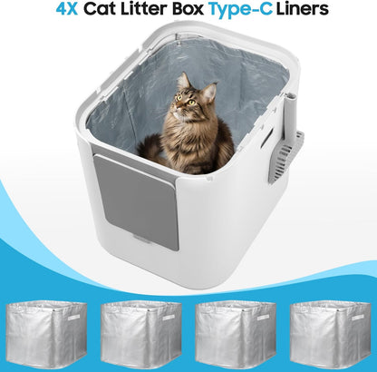 4 Pack Top-Entry Liners Compatible with Modkat XL Litter Box, Reusable Litter Box Liner Type C with Carrying Handles, Waterproof & Scratch-Resistant Liner for Cat Litter Box