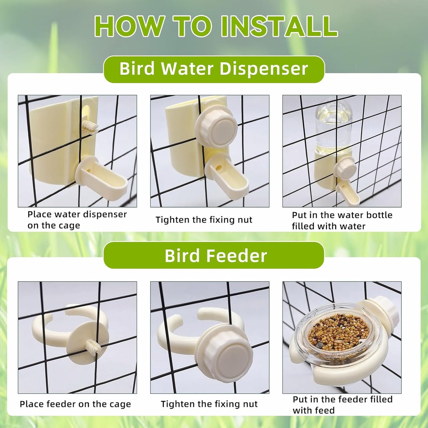 Parrot Water Feeder Bird Water Bottle Parrot Food Feeder with Perch Stand Bird Cage Accessories for Parakeet Budgie Lovebirds Cockatiel