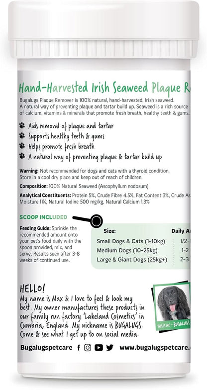 BUGALUGS Plaque Off Remover for Dog Teeth & Bad Breath 100% Natural | Plaque Off No Toothbrush or Dog Toothpaste | Remove Dog Bad Breath & Plaque Remover for Dogs & Cats (Dog 70g)