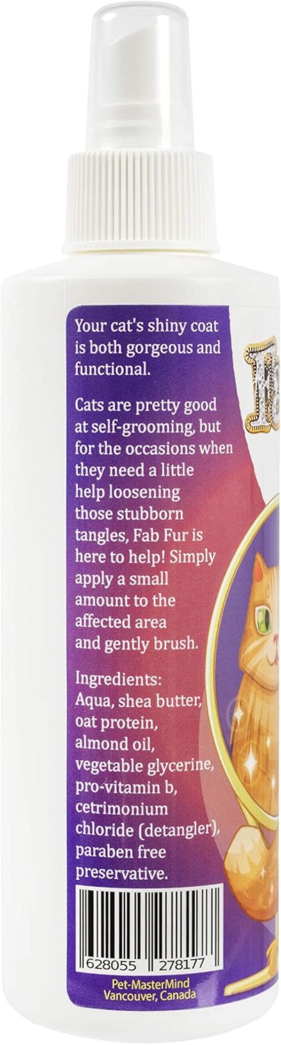 Pet MasterMind Fab Fur Kitty Cat Detangler Spray for Matted Hair | Premium, Natural, Unscented 8oz
