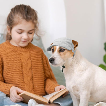 Dog Baseball Cap, Dog Cat Summer Beach Visor Hat with Ear Holes, Adjustable Puppy Sunbonnet Headdress (Grey, Large)
