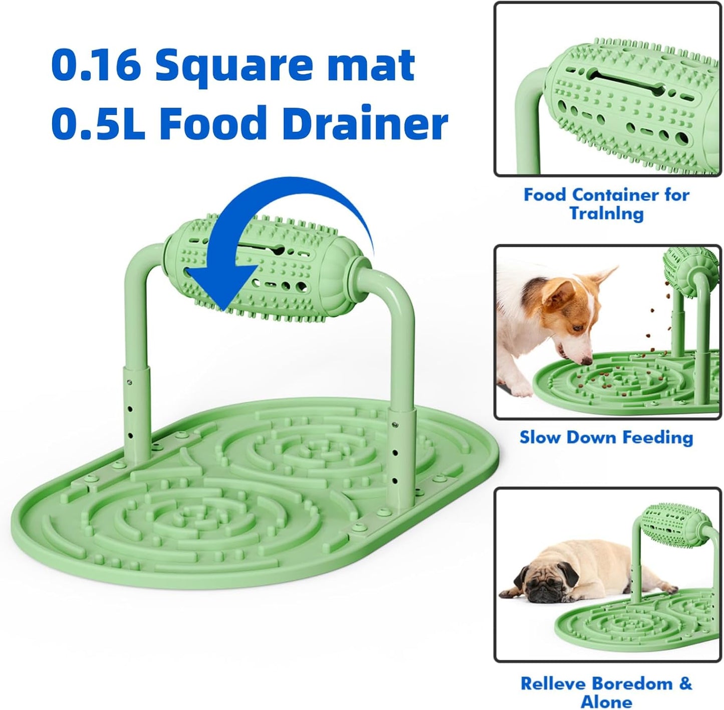 Dog Puzzle Feeder, Silicone Slow Food Mat, Interactive Dog & Cat Food Puzzle Toy, Adjustable Height, Large Capacity, Relieves Anxiety and Boredom, Enhances IQ Training for Large Dogs Pets