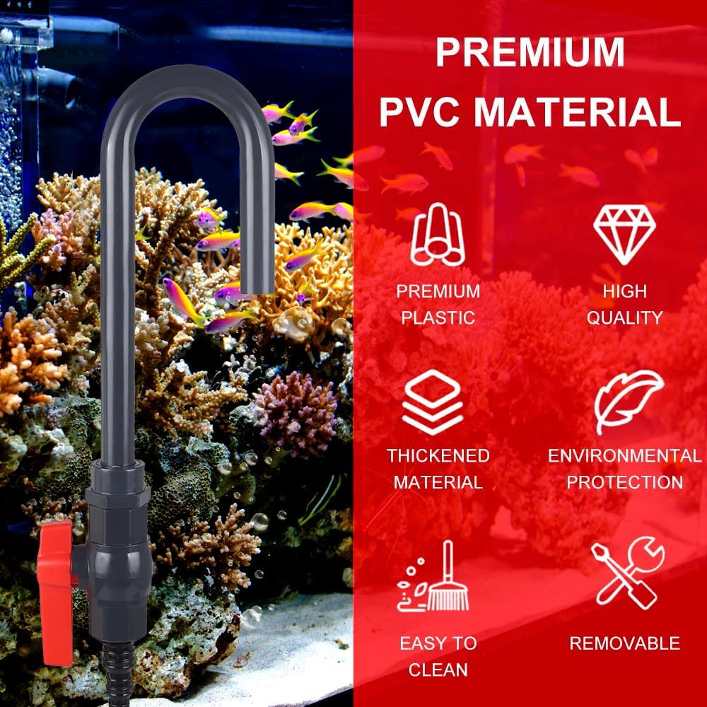 MiOYOOW Aquarium Water Changer, PVC Aquarium Water Filler Hanging Fish Tank Hook Filler with Flow Switch for 1/2“, 5/8”, 3/4” Hose