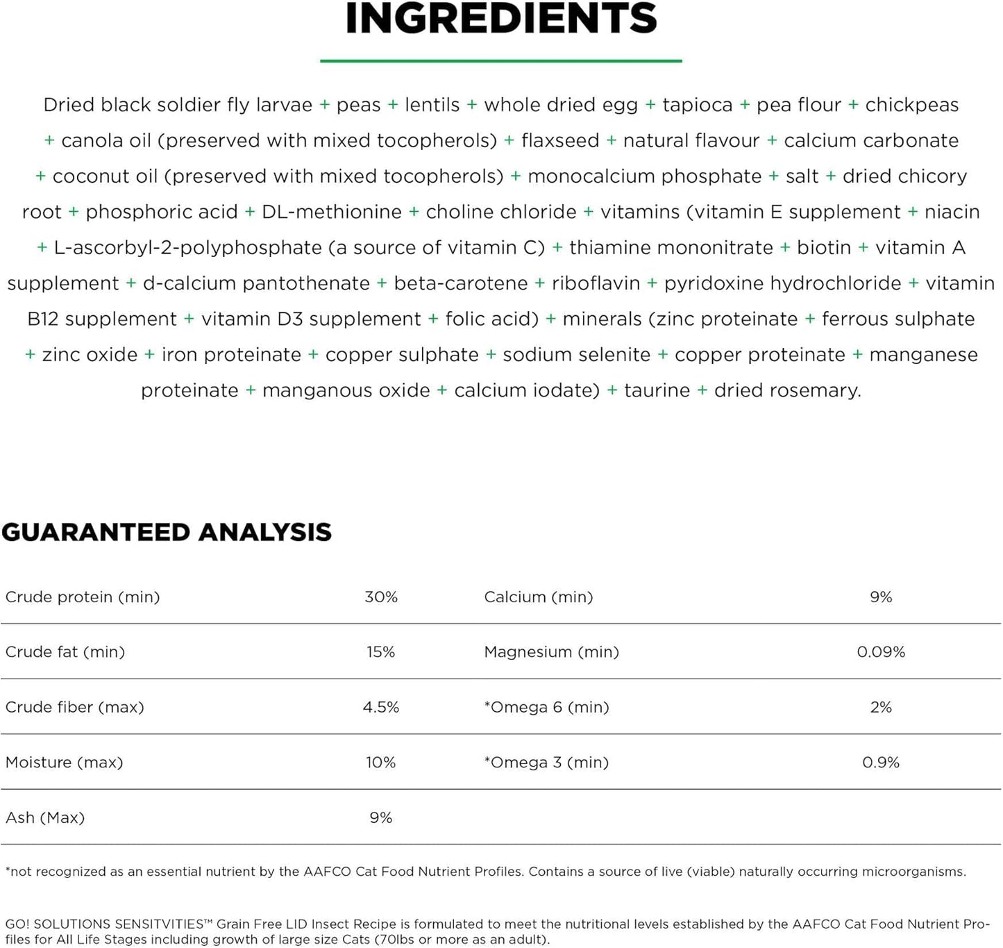 Go! Solutions Sensitivities Limited Ingredients, Grain-Free Dry Cat Food, Insect Recipe for Sensitive Stomach, 3 lb Bag