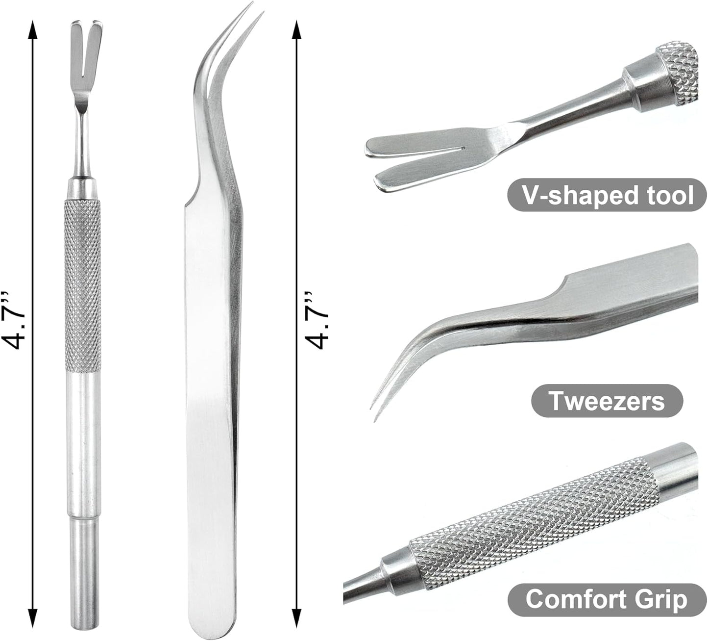 Quacc 2 PCS Tick Removal Tool Kit for Dogs Cats Humans Stainless Steel Tick Remover Tweezers with Storage Box