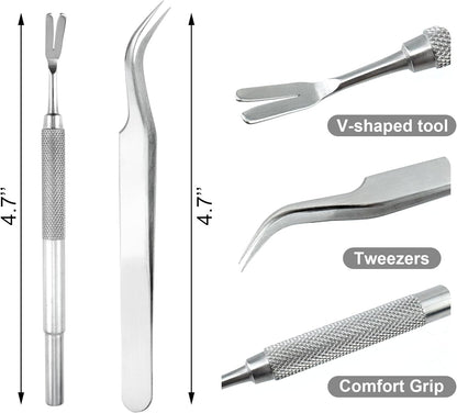 Quacc 2 PCS Tick Removal Tool Kit for Dogs Cats Humans Stainless Steel Tick Remover Tweezers with Storage Box