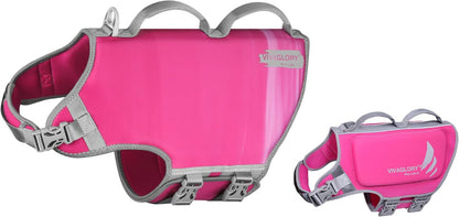VIVAGLORY + Neoprene Dog Life Vest + High Buoyancy Dog Life Jacket, Lightweight & Buoyancy, Swimming Vest with Handle