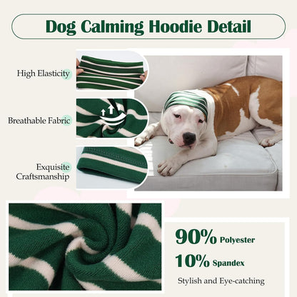 Nanaki Calming Hoodie Dog Grooming Ear Cover Anxiety Relief-No Shake Dog Ear Wrap Hematoma, Striped Head Wrap Snoods for Noise Protection, Bath, Fireworks, Thunderstorm, Blow Drying, Warm-Keeping
