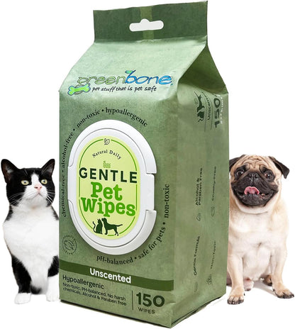 Greenbone Gentle Pet Wipes Unscented 150 Wipes