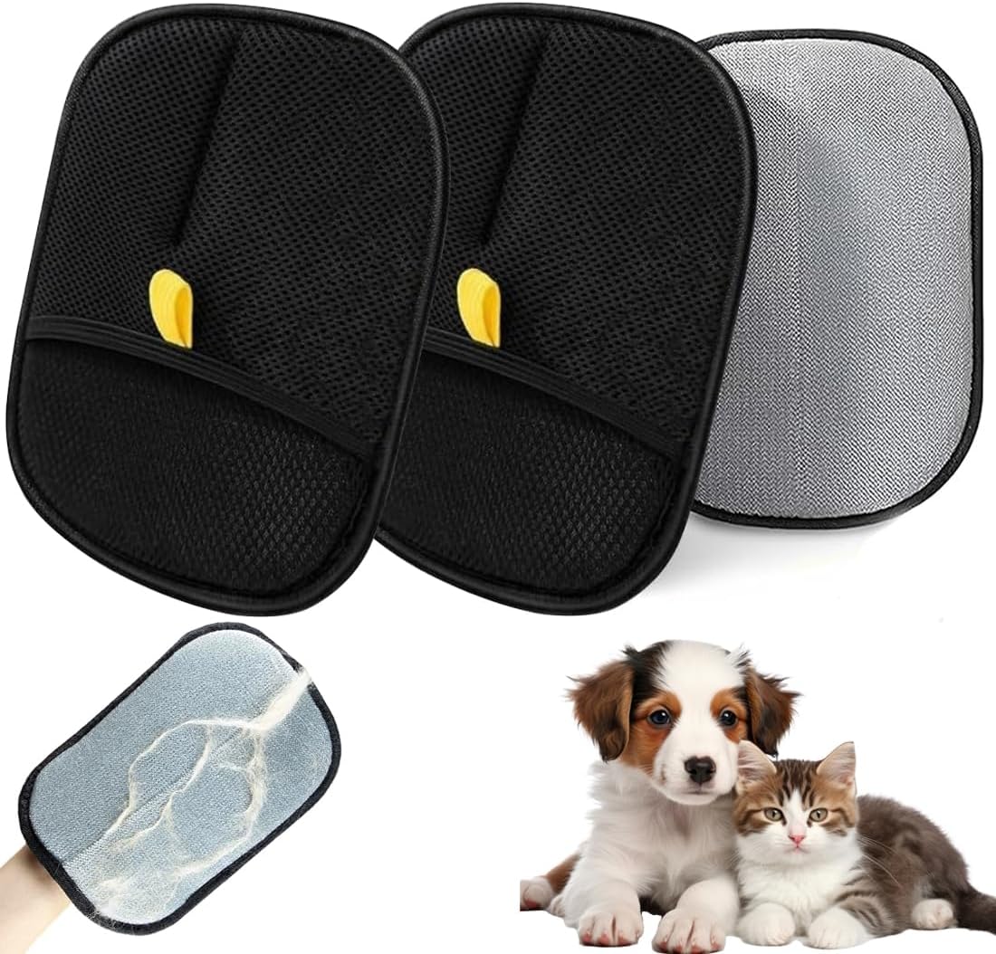 Pet Hair Remover Glove, Reusable Cat Dog Electrostatic Hair Remover Grooming Glove Tool, Double-Sided Static Pet Hair Removal Glove Suitable for Bed Sheets, Sofas