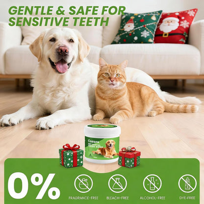 Teeth Cleaning Wipes for Dogs & Cats –60 Count, Dog Dental Care Finger Wipes, Dog Finger Toothbrush Wipes Helps Remove Tartar & Plaque, Fresh Breath, Dog Tooth Brushing Kit-Unflavored