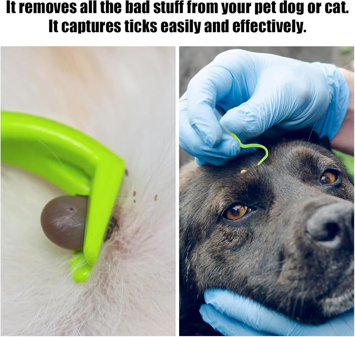 BOXOB 2pcs Tick Removal Tool, 2 Sizes Safe & Easy Plastic Remover Kit Painless Tick Puller Twister Tweezers for Dogs Cats Horses and Humans