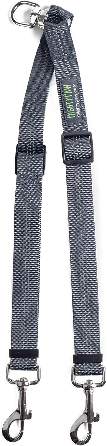 Mighty Paw Double Dog Leash - Double Leash for Two Dogs No Tangle Design. Split Lead for 2 Pets. Adjustable to Fit All Sized Breeds. Reflective Dual Pet Lead for People with Multiple Pups
