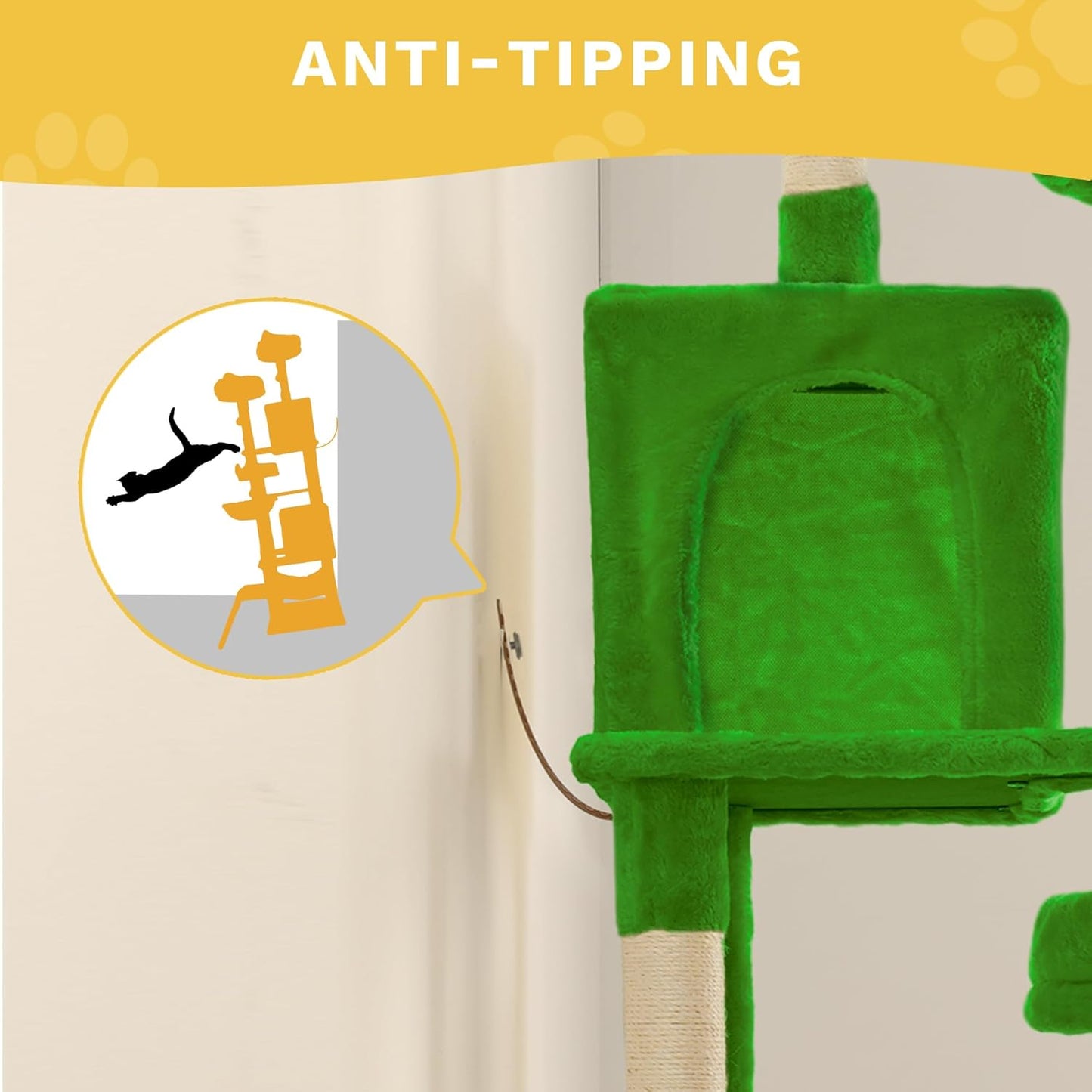 YITAHOME Tall Cat Tree Tower for Indoor Cats, 75in Multi-Level Cat Climbing Tower with Cat Condos, Top Perches, Hammock, Sisal Scratching Posts and Board, Kittens Play Activity Center, Green