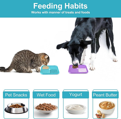 2PCS Licking Mat for Dogs with Suction Cups, Premium Lick Pad for Anxiety Relief, Slow Feeder Dog Bowls, Perfect for Bathing, Grooming and Training