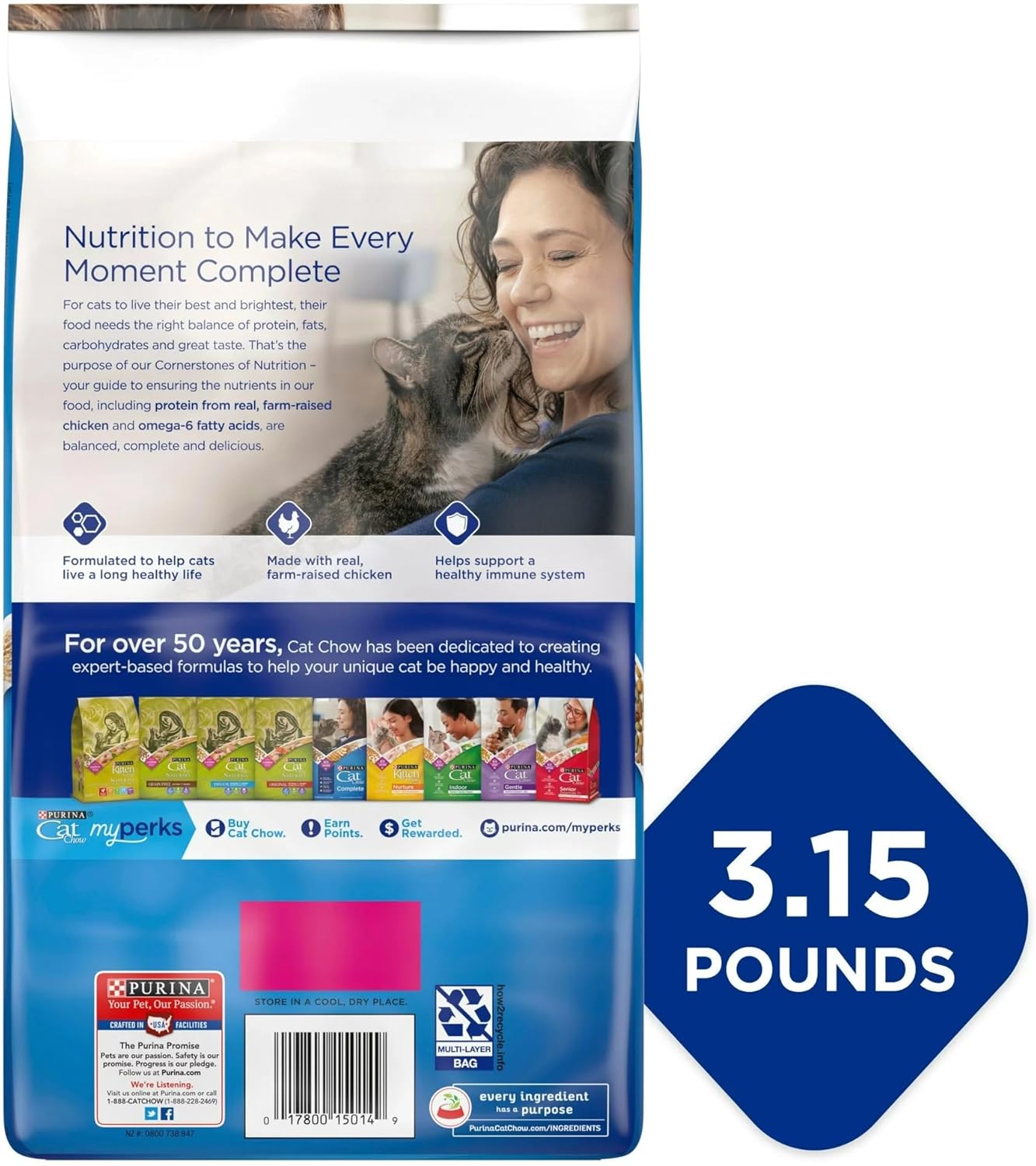 Purina Cat Chow Complete Dry Cat Food, 3.15 LB