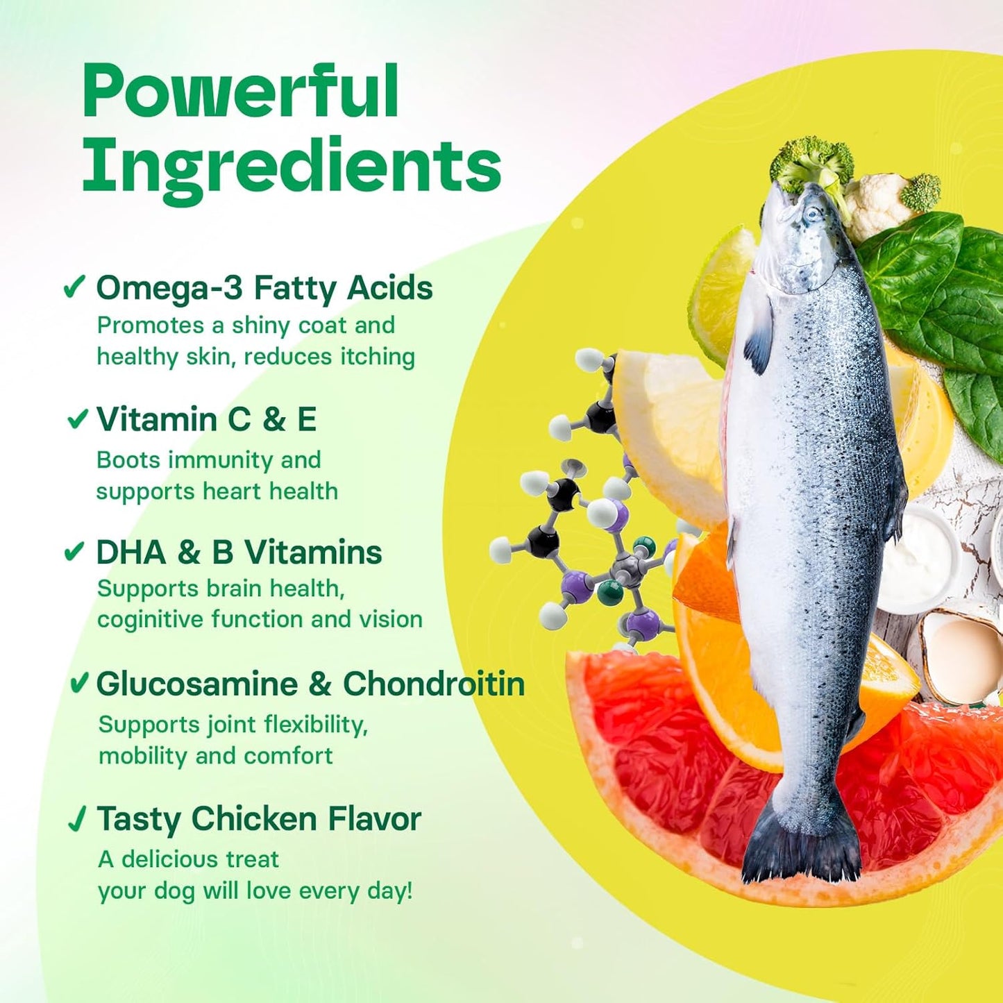 8-in-1 Advanced Multivitamin for Dogs - Omega-3, Joint & Bone Support, Skin & Coat Health - Dog Vitamins & Probiotics for Digestion - Dog Supplies Chicken Flavored 60 Soft Chews