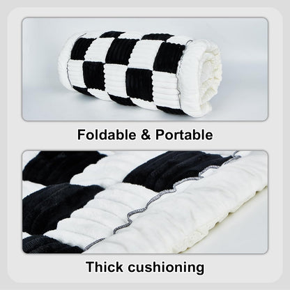 Backseat Pet Bed Mat Non-Slip Dog Car Seat Cover Scratch Chew Resistant Dog Blanket for SUVs, Trucks & Sedans 23" x 51" Easy Clean Comfortable Car Travel Pet Pad, Black and White