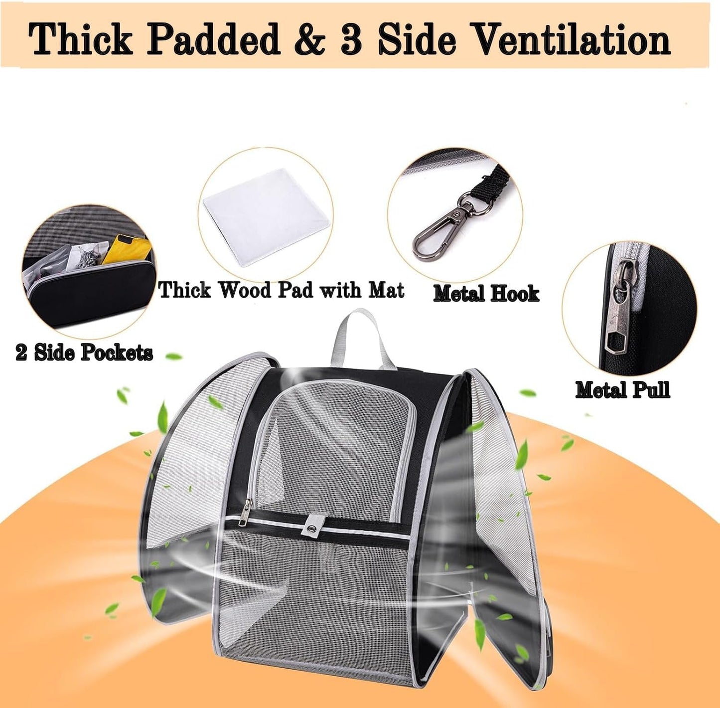 Pet Carrier Travel Cat Backpack Soft Dog Carrier for Small Dogs and Medium Cat, for Puppy Kitten Bunny up to 15lbs, Cat Carrying Backpack Collapsible (Black)