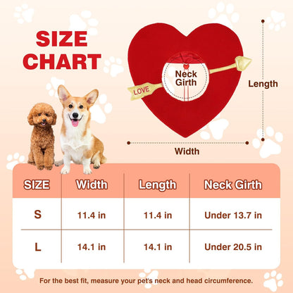 Valentines Dog Costume, Valentine’s Day Red Love Heart Dog Outfit Adjustable Pet Headpiece with Cupid Arrow, Cute Valentine Clothes Holiday Hat for Small Medium Large Dogs Cats Puppy
