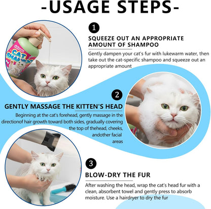 10 oz Hypoallergenic Cat Shampoo and Conditioner for Dandruff & Itchy Skin | Gentle Kitten Shampoo for Indoor Cats | Moisturizing Pet Shampoo for Cats & Kittens with Sensitive Skin (10 oz)