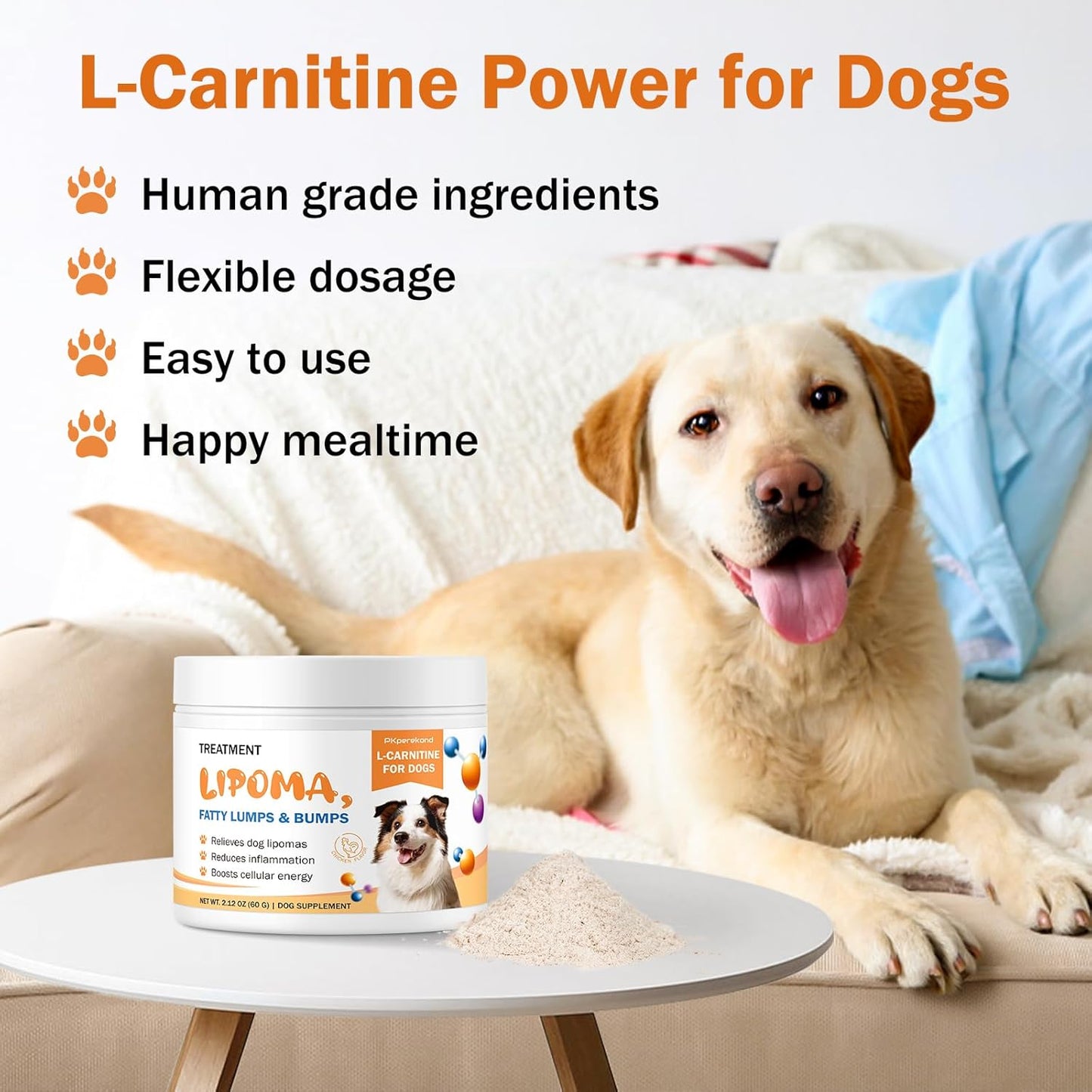 Dog Lipoma Treatment, L-Carnitine Supplement for Dogs, Helps Shrink Fatty Lumps and Bumps Naturally, Boosts Buddy Energy and Vitality, Guard Dogs Overall Wellness to Reduce Lipomas