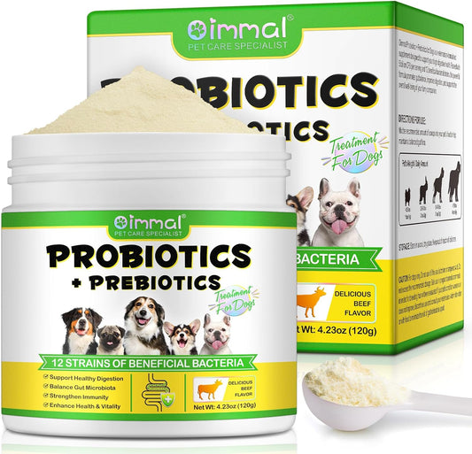 Probiotics Powder for Dogs - Pre & Probiotic Digestive Supplement with Digestive Enzymes & Prebiotics for Dog Support Gut Health, Seasonal Allergies & Immune System Dog Supplies Powder - 120 Scoops