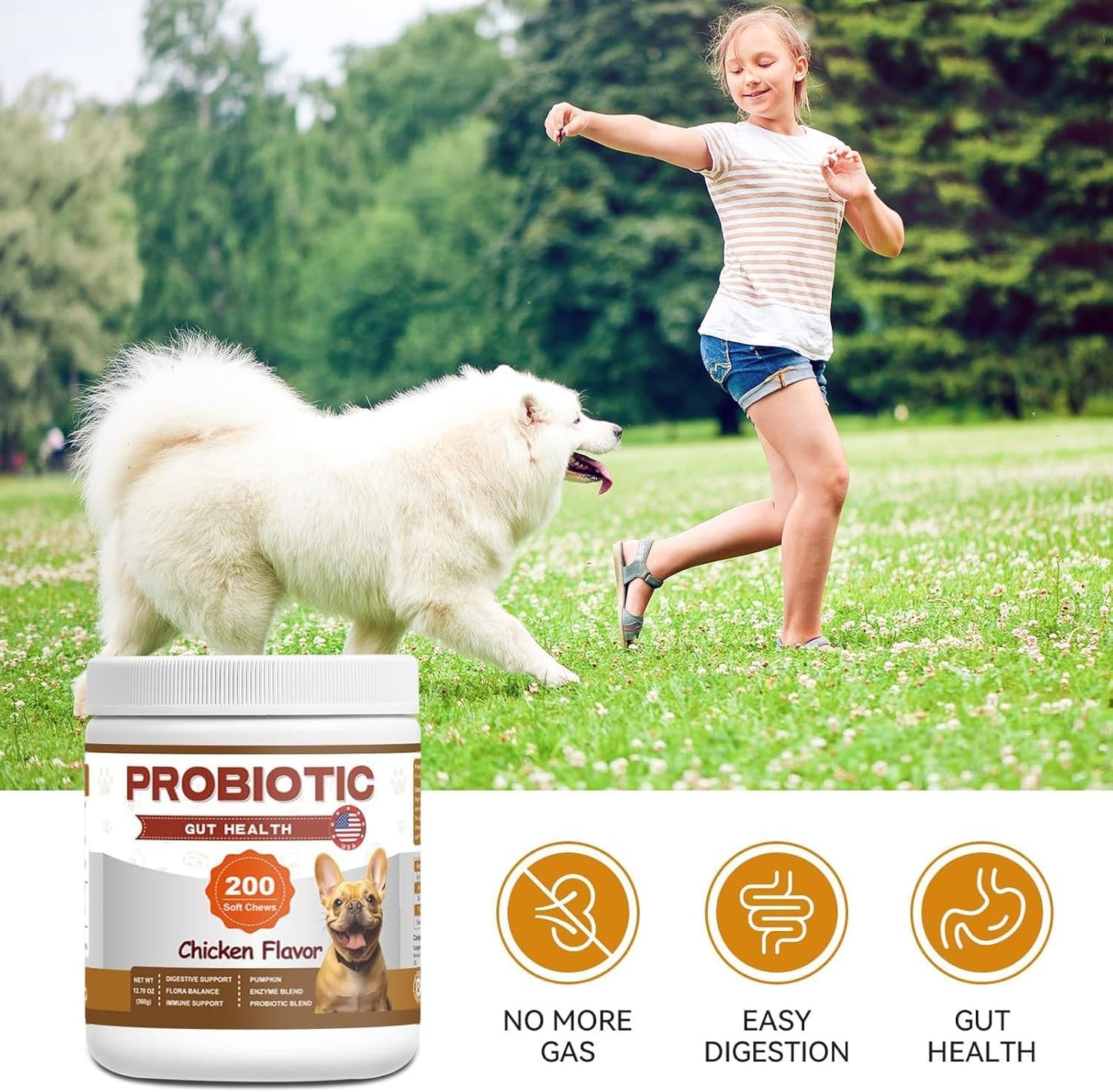 Probiotics for Dogs - Dog Probiotics Chews - Digestive Health Chews with Prebiotics & Enzymes, Gut Health Support, Yeast Balance & Gas Relief - 200 Soft Treats with Pumpkin