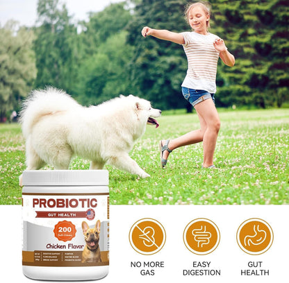 Probiotics for Dogs - Dog Probiotics Chews - Digestive Health Chews with Prebiotics & Enzymes, Gut Health Support, Yeast Balance & Gas Relief - 200 Soft Treats with Pumpkin