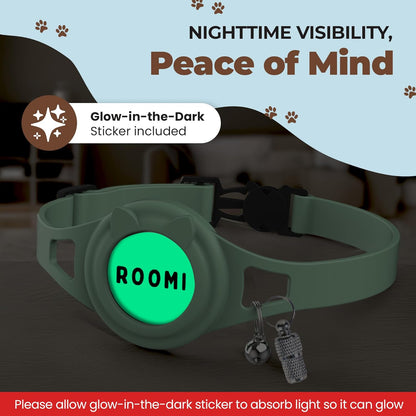 Hypoallergenic cat Collar with Breakaway Clasp, Bell & ID Tag. Compatible with Apple Airtag. Waterproof & Lightweight cat Collar with airtag Holder. Durable & Tear Resistant.