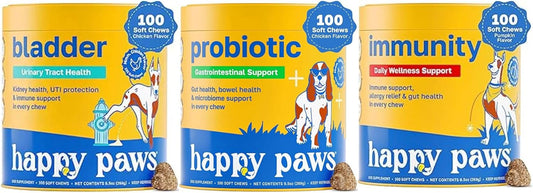 The Bladder Buddy Pack – Urinary Tract, Digestive & Immune Support for Dogs – with Cranberry, Mushrooms, Probiotics, & Pumpkin – Vegan Soft Chews, Non GMO, Natural Formula