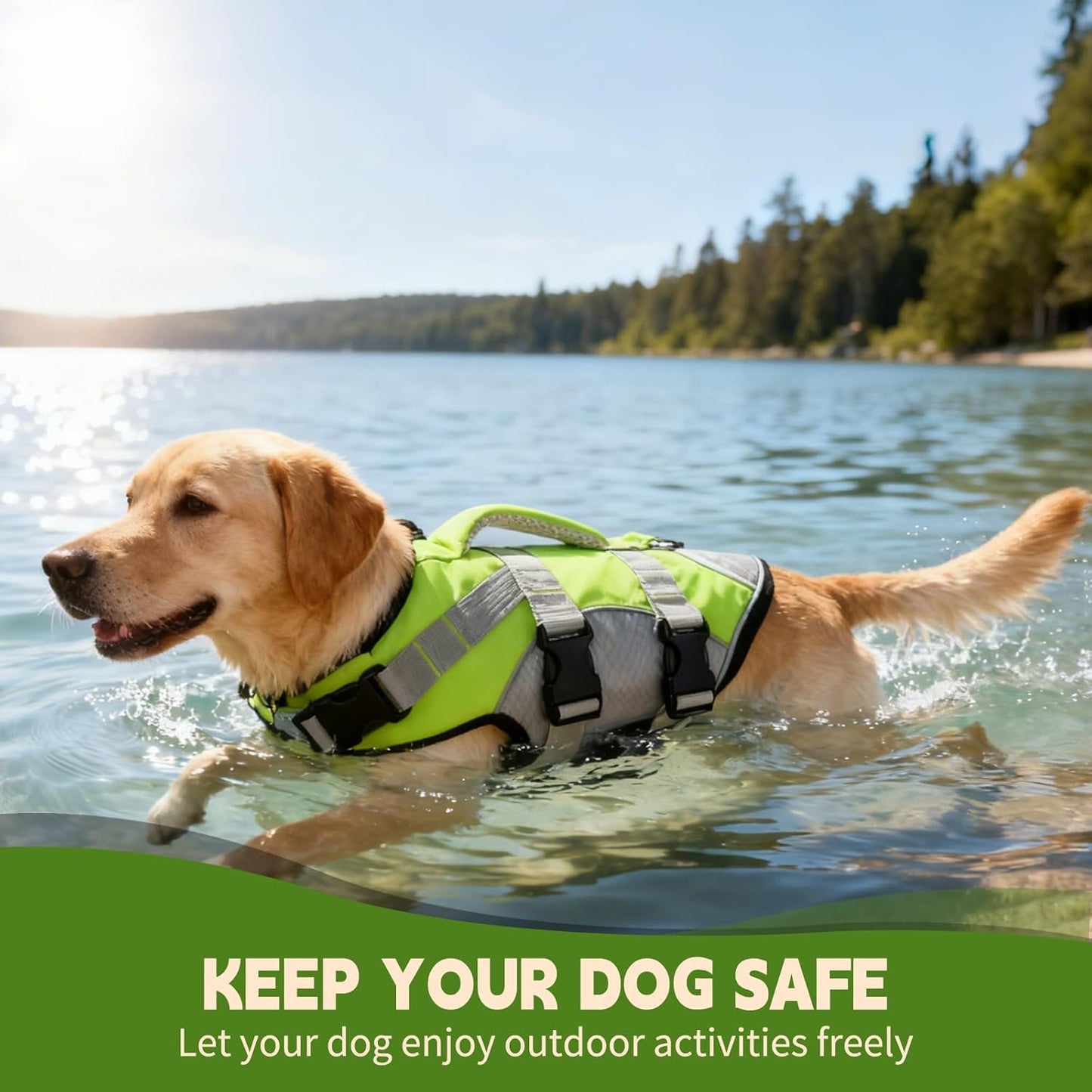 Dog Life Jacket with Reflective Stripes, Adjustable Pet Life Vest M for Swimming, Dog Life Jacket, Doggy Life Jackets, High Buoyancy &Visibility for Most Dogs