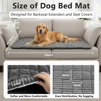 Dog Bed for Car Back Seat, Backseat Pet Bed Mat, Flannel Pet Cover for Loveseats, Non-Slip Dog Mat for Car - Travel Pet Mat Fit for Backseat Extenders & Seat Covers (Grey, 24.8x54 inch)