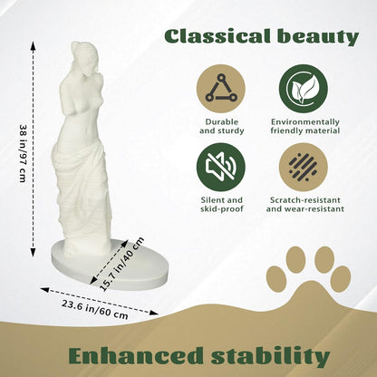 Venus de Milo Art Inspired Cat Scratching Post, White Classical Sculpture Design, Premium Indoor Cat Furniture, Decorative Statue Scratcher with Durable Base