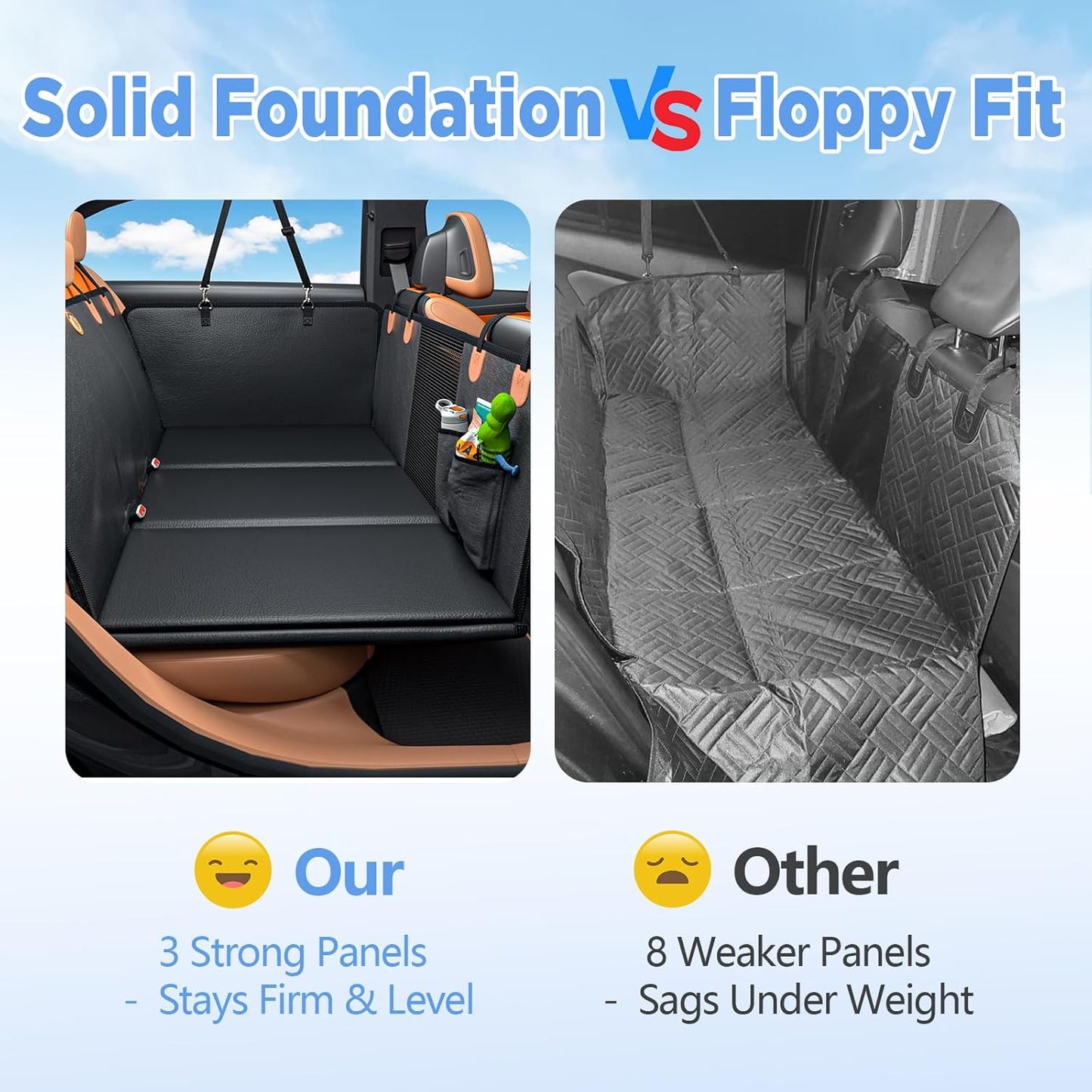 Back Seat Extender for Dogs, Waterproof Dog Car Seat Cover for Back Seat with Hard Bottom, 2025 Upgraded Material, Anti Scratch, Safer, Easy to Use and Clean, Holds 400lbs