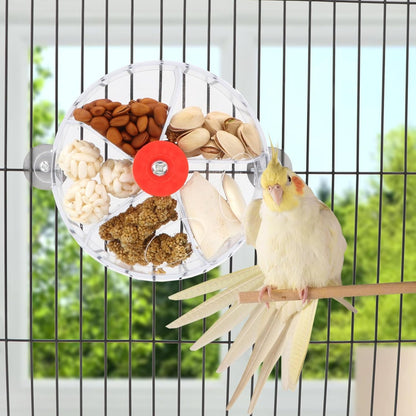 Bird Creative Foraging System Wheel Seed Food Ball Rotate Training Toy for Small and Medium Parrots Parakeet Cockatiel Conure (Clear)