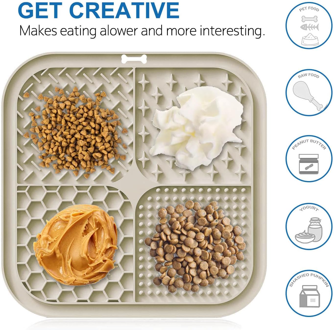 Licking Mat for Dogs & Cats with Suction Cups, 1 Pack Square Dog Slow Feeder Lick Pat for Anxiety Relief and Boredom, Dog Toys to Keep Them Busy, Pets Grooming Training Bathing Mat