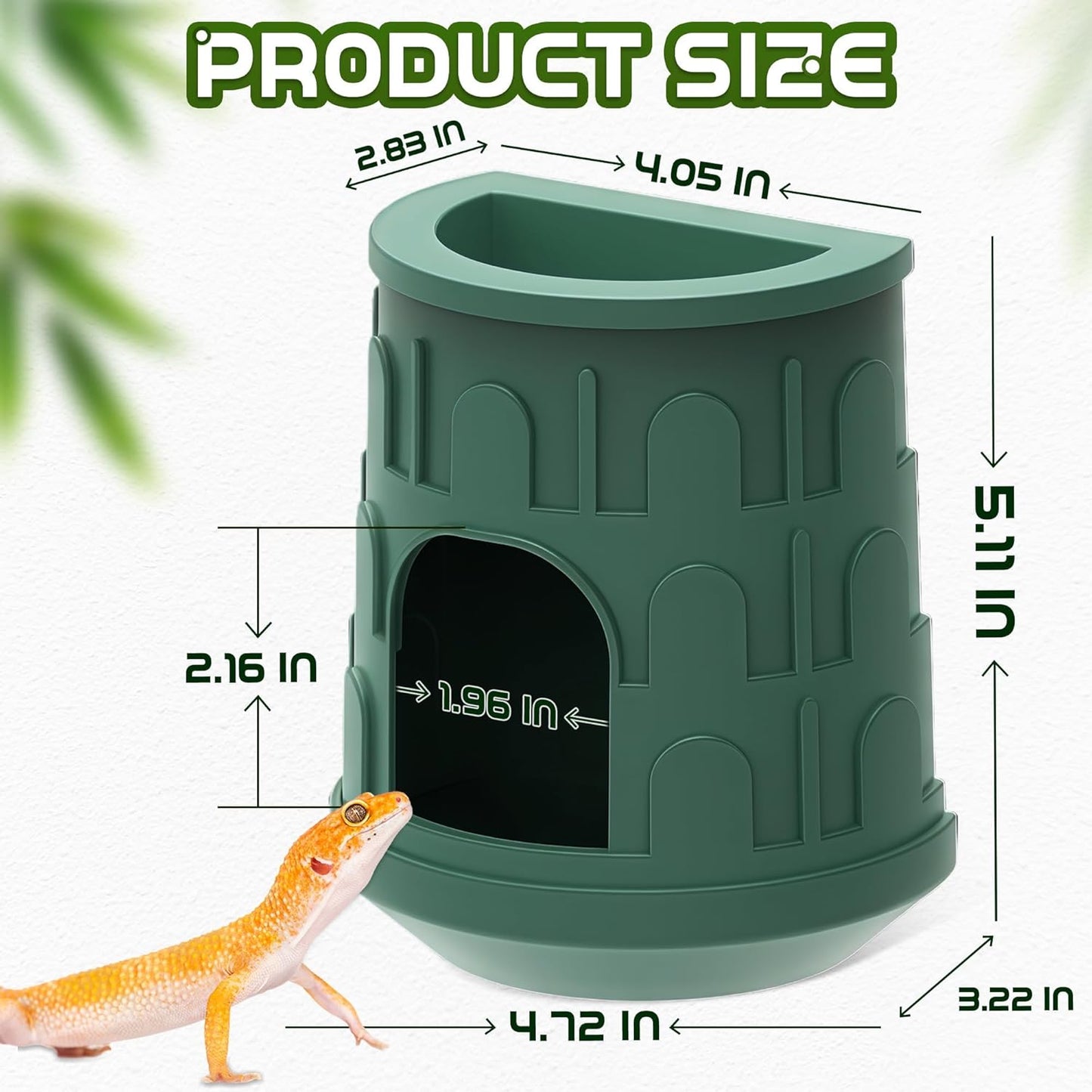 Wall Mount Reptile Hide Cave with Food Bowl for Terrarium Habitat Setup, Cute Hide with Treats Bowl, Essential and Safe Hideout for Gecko, Spider, Lizard, Hamster, Crab