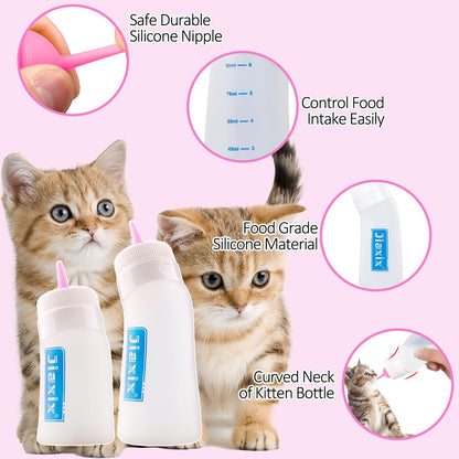 Puppy Bottles for Nursing,Puppys Bottles for Nursing Newborn Puppy,Syringe for Feeding Cat Bottle for Kittens,New Upgrade Kitten Silicone Newborn Supplies (Pink)