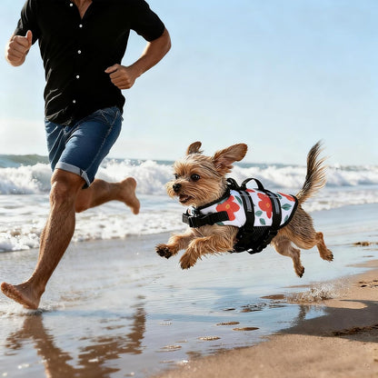 Teacup Dog Life Jacket, XXS Dog Life Jacket, Patterned Surface Elastic Adjustment Puppy Life Jackets for Small Dogs with Safety Pom Buckle, Small Dog & Cat Life Jackets 3-9 Lbs