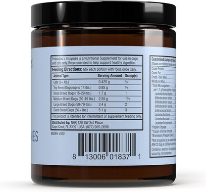 Bark & Whiskers Probiotics + Enzymes - Supports Digestive Health & Immune System - Probiotic Supplement for Cats & Dogs - 60 Scoops