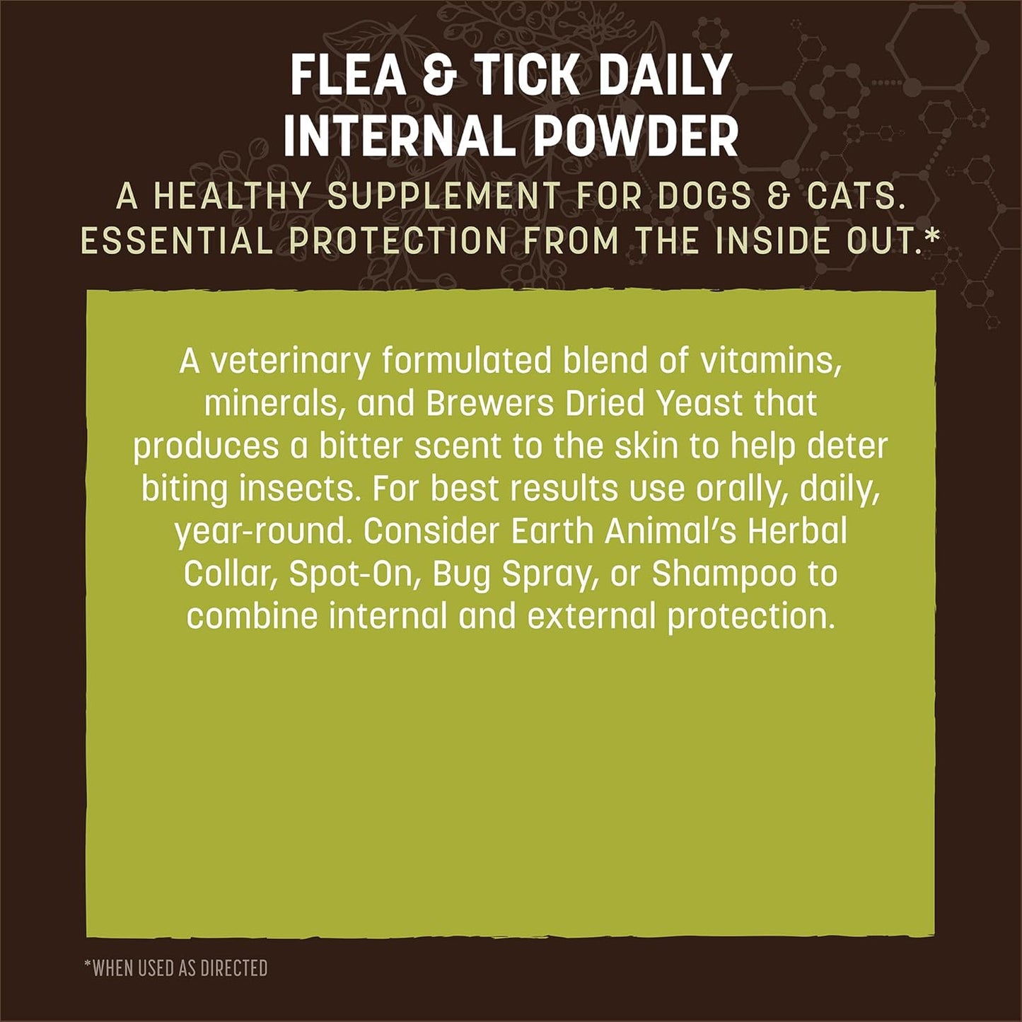 Earth Animal Apothecary Natural Flea & Tick - Daily Internal Powder Supplement for Dogs & Cats - 1 lb