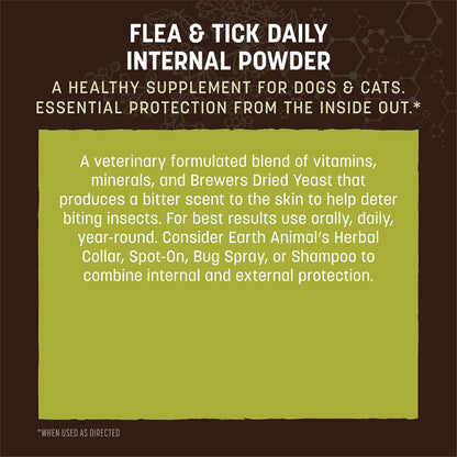 Earth Animal Apothecary Natural Flea & Tick - Daily Internal Powder Supplement for Dogs & Cats - 1 lb