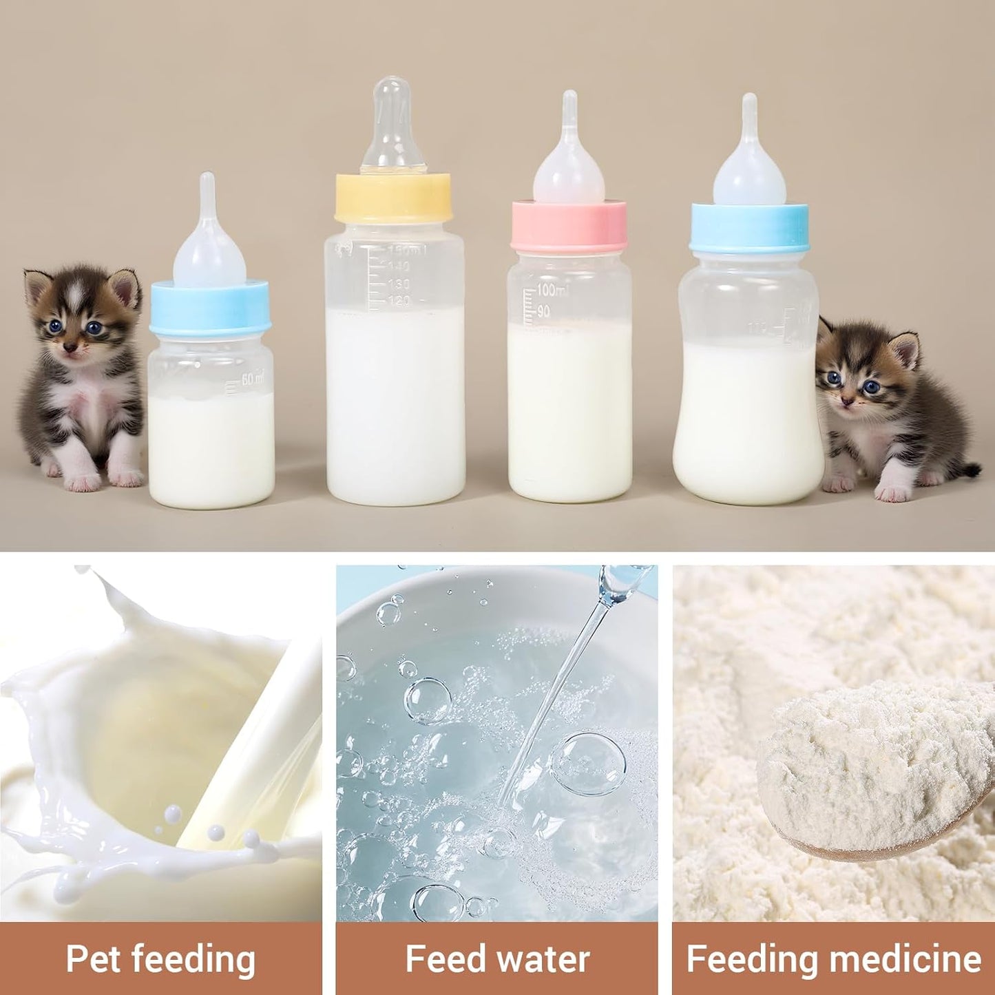 Puppy Kitten Nursing Bottle 5oz - Small Animal Feeding Kit with Nipples | Hand Feeding Supplies for Puppies, Kittens, Rabbits, Ferrets & Newborn Pets