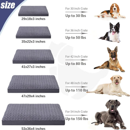 Dog Crate Bed Waterproof Dog Beds for Medium Dogs Rose Velvet Soft Fluffy Washable Dog Bed with Removable Cover & Anti-Slip Bottom, 35 x 22 Inch, Gray