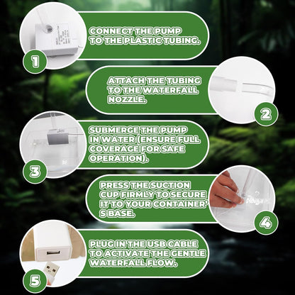 USB-Powered Reptile Shower Kit with Waterfall Fountain & Plush Towel – Bathing Essentials for Bearded Dragons, Frogs & Small Pets