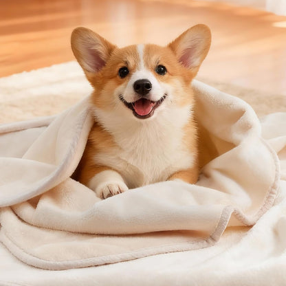 LOOBANI Waterproof Dog Blanket for Couch: Reversible Flannel Bed Blanket for Medium Large Dogs Liquid Proof, Soft Throw Blanket Couch Cover Protector for Sofa, Crate, Travel, Picnic, 50" x 60", Beige